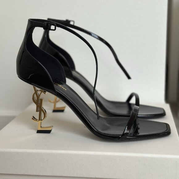 Saint Laurent OPYUM Sandals In leather With Gold Heel - Picture 4 of 8